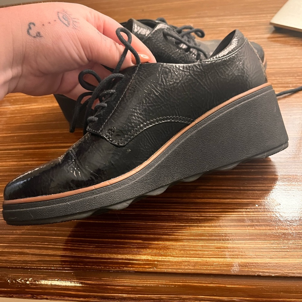 Never worn Clark’s lace up heeled shoe